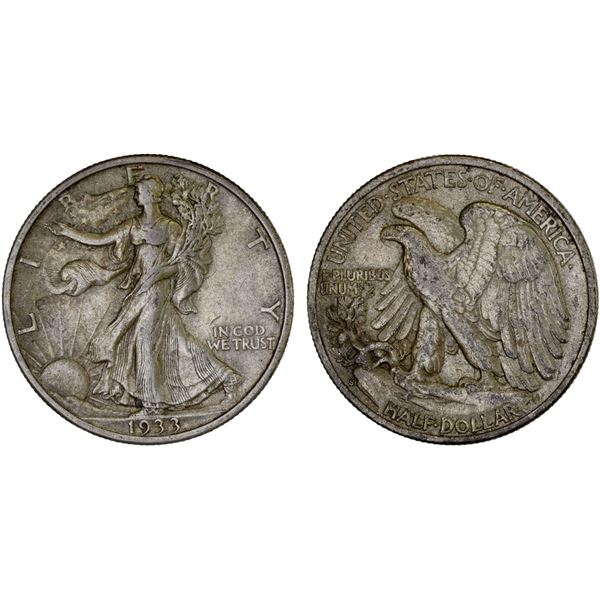 UNITED STATES: AR half dollar, 1933-S, XF