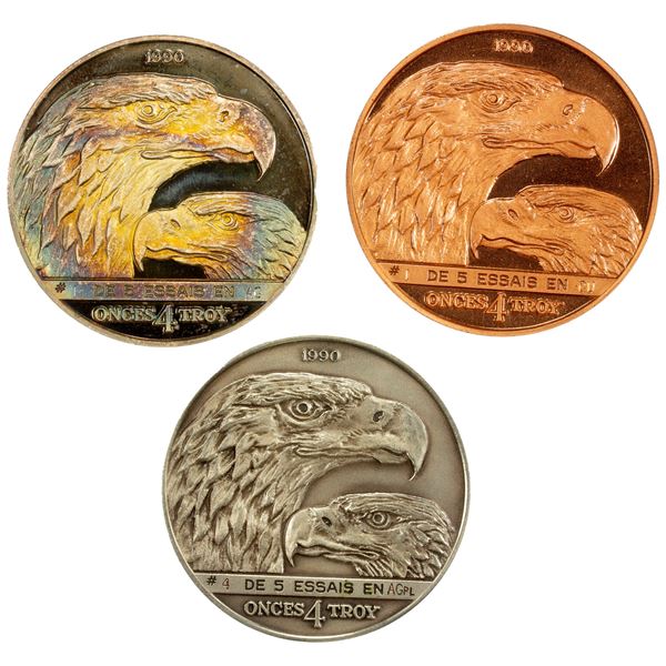UNITED STATES: 3-medal set, 1990