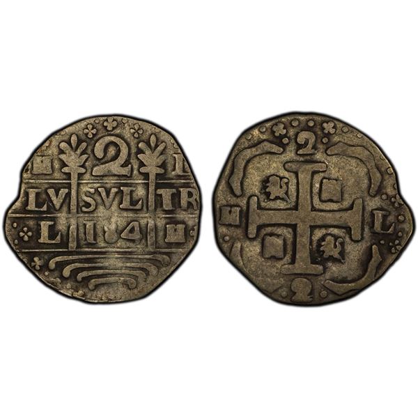 VENEZUELA: Caracas / Republican, AR 2 reales / macuquina (4.68g), "184" (1802-30), PCGS VF30