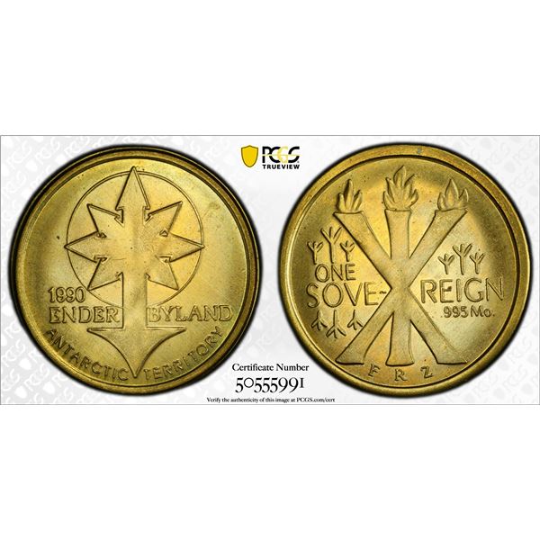 ANTARCTICA: Enderbyland, 1 sovereign, 1990, PCGS MS67
