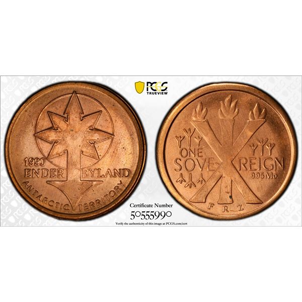 ANTARCTICA: Enderbyland, 1 sovereign, 1990, PCGS MS64 RD