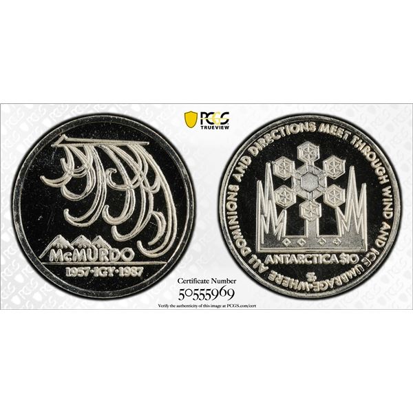 ANTARCTICA: McMurdo Station, AR 10 dollars, 1987, PCGS Proof 69 CAM