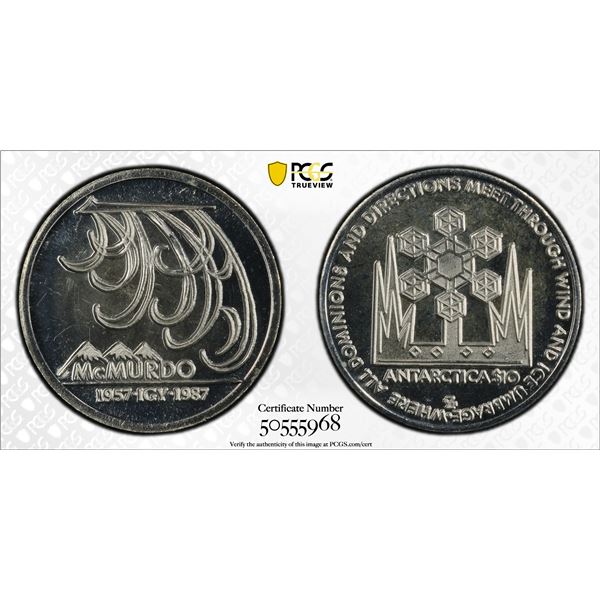 ANTARCTICA: McMurdo Station, 10 dollars, 1987, PCGS Proof 68 CAM