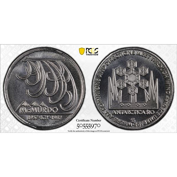 ANTARCTICA: McMurdo Station, 10 dollars, 1987, PCGS Proof 69
