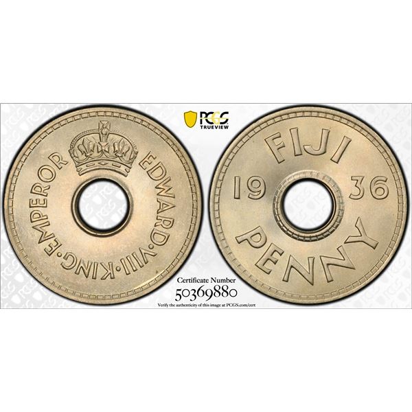 FIJI: Edward VIII, 1936, penny, 1936, PCGS MS66