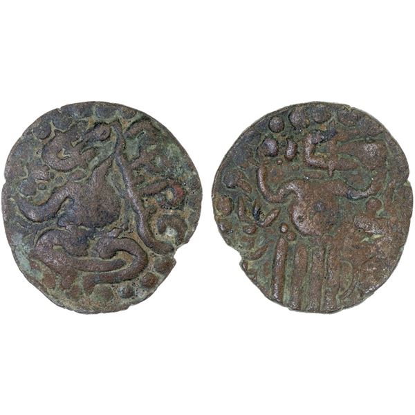 CEYLON: Medieval: Anonymous, ca. 1284-1410, AE unit (3.78g), Fine