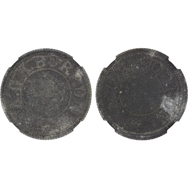 CEYLON: A.G.K. Borron, tin token, NGC AU details