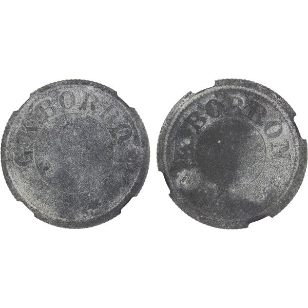 CEYLON: A.G.K. Borron, tin token, NGC AU details