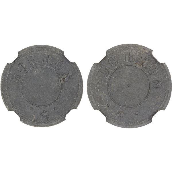 CEYLON: A.G.K. Borron, tin token, half size, NGC AU details