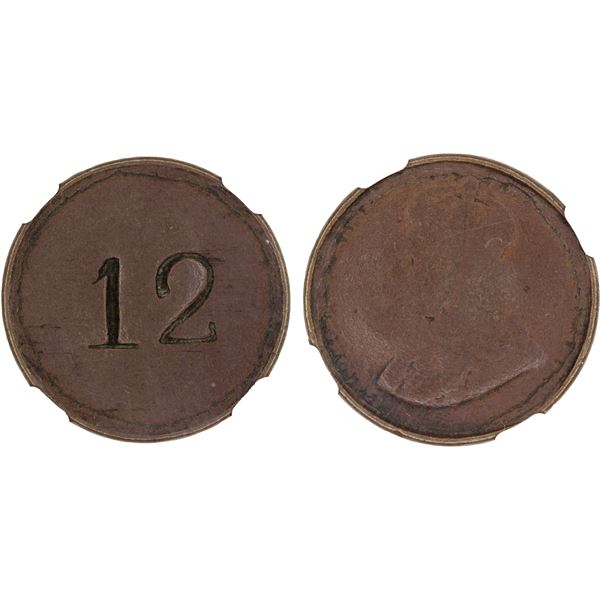 CEYLON: Countermarked Tokens, AE 12 cent token