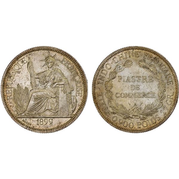 FRENCH INDOCHINA: French Colony, AR piastre, 1899-A, XF
