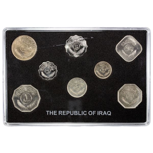 IRAQ: Republic, 8-coin mint set, various dates (1969-1990)