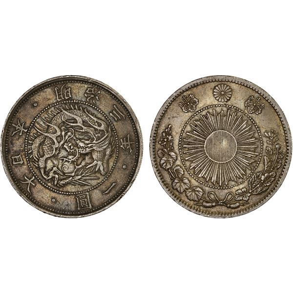 JAPAN: Meiji, 1868-1912, AR yen, year 3 (1870), Choice VF