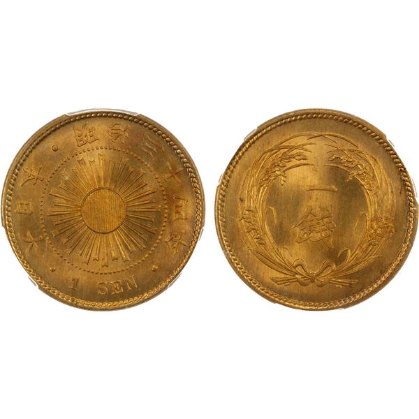 JAPAN: Meiji, 1868-1912, AE sen, year 34 (1901), PCGS MS66 RD