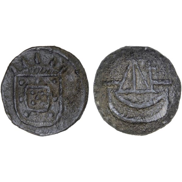 PORTUGUESE MALACCA: Sebastião I, 1557-1578, tin bazaruco (1.34g), VF-XF