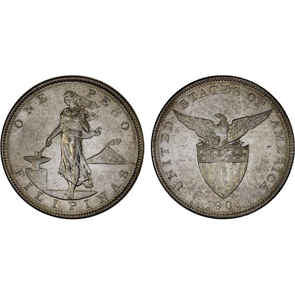 PHILIPPINES: U. S. Territory, AR peso, 1904-S, XF