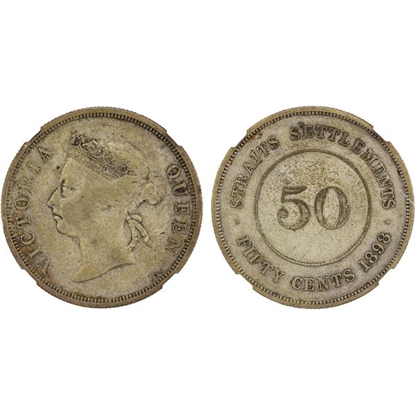 STRAITS SETTLEMENTS: Victoria, 1867-1901, AR 50 cents, 1898, NGC VF25