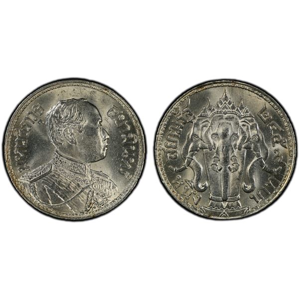 THAILAND: Rama VI, 1910-1925, AR baht, BE2459 (1916), PCGS MS64
