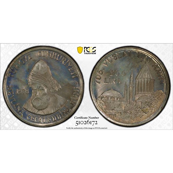 TURKEY: Republic, AR 200 lira, 1978, PCGS PF68 Cameo