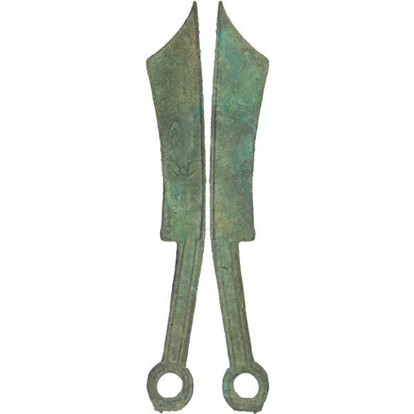 WARRING STATES: State of Yan, 600-400 BC, AE knife money, VF