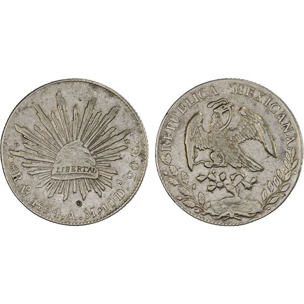 CHINA: Chopmarked Coins: Mexico: Republic, AR 8 reales, 1894-Mo, VF-XF