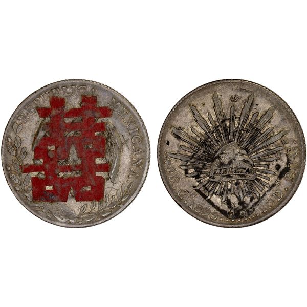 CHINA: Chopmarked Coins: Mexico: Republic, AR 8 reales, 1895-Cn, VF