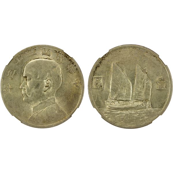 CHINA: Republic, AR dollar, year 23 (1934), NGC AU details