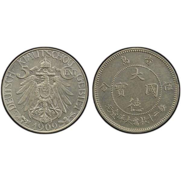 KIAUCHAU: Wilhelm II, 1898-1914, 5 cents, 1909, PCGS UNC details