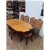 Image 1 : * Vintage Wooden Dining Table with Leaf 72x41.5x30.5" & 7 Chairs - As is - Pickup Only