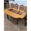 Image 3 : * Vintage Wooden Dining Table with Leaf 72x41.5x30.5" & 7 Chairs - As is - Pickup Only