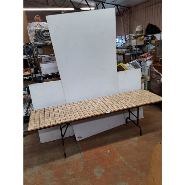 * Folding "Wood & Tile Top" Table - 97.5x29x29.5" - Pickup Only
