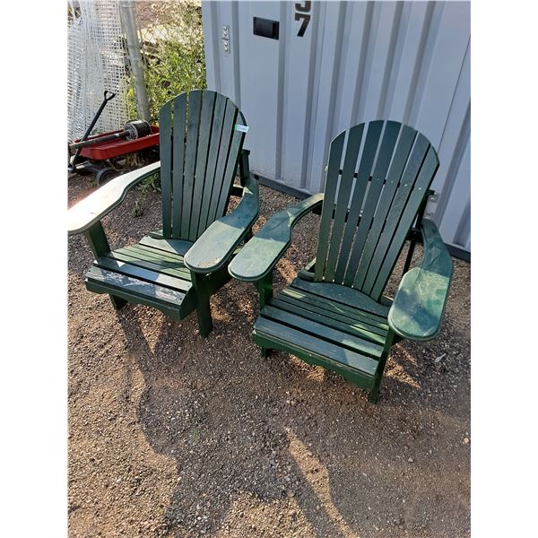 ** (2) Adult Size Wooden Adirondack Lounge Chairs - Pickup Only