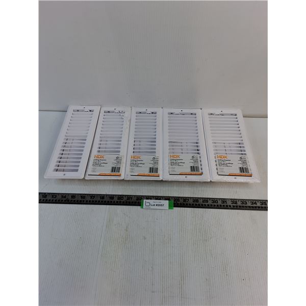 (5) HDX White Metal 10" Register Covers (2-4" & 3-3" Widths) - Unused