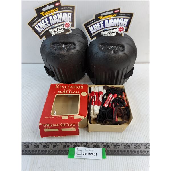 (2) Pairs of "Tommyco Knee Armor" Knee Pads, Revelation Shoe Laces - All Unused