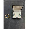 Image 2 : Blue Stone Ring (Size 7) & Earring Set