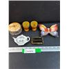 Image 1 : Lot: Western Producer Belt Buckle, Egg Holders, Butterfly Jewelry Dish, Misc