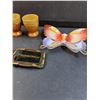 Image 3 : Lot: Western Producer Belt Buckle, Egg Holders, Butterfly Jewelry Dish, Misc