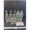 Image 1 : (12) Vintage Milk Glass Bottles - Assorted Sizes & Cardboard Milk Stopper Caps