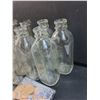 Image 4 : (12) Vintage Milk Glass Bottles - Assorted Sizes & Cardboard Milk Stopper Caps