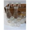 Image 2 : (9) Vintage Milk Glass Bottles - Assorted, Nabob Glass Jar, Wooden Crate, Carboard Milk Toppers