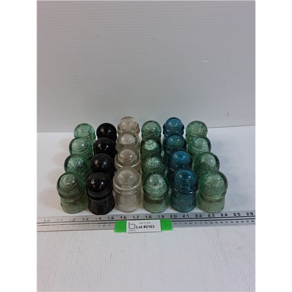 (24) Vintage Glass Insulators - Some Wear/Chips as Pictured