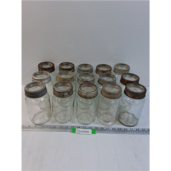 (15) Vintage Glass Canning Jars - Quart - PICK UP