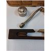 Image 2 : Basket w/ Wooden Clothes Line Tensioner, Crank, Headlight, Shears