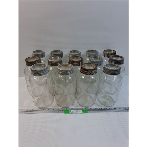 (14) Vintage 1 Litre Glass Canning Jars - Assorted - PICK UP