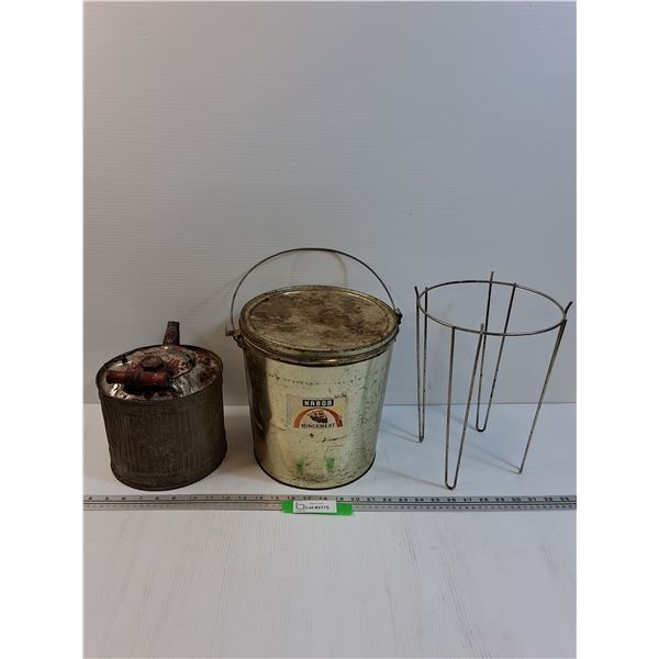 Nabob Mincemeat Metal Bucket - 10" x 10", Metal Gasoiline Can, Plant Stand - 11" Tall