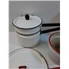 Image 2 : Enamel Ware Pots & Lids & Water Pitcher - Some Wear As Pictured