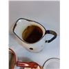 Image 5 : Enamel Ware Pots & Lids & Water Pitcher - Some Wear As Pictured