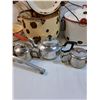 Image 3 : Enamel Ware Pots & Lids & Pie Plates, Stainless Steel Teapot w/Sugar & Creamer Set