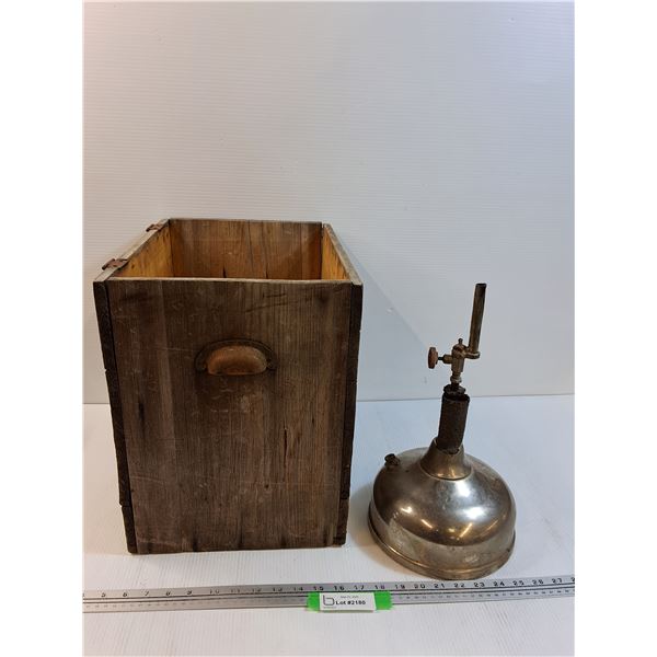 Coleman Quick Light Gasoline Lantern (15" Tall) & Wooden Crate (15" x 11" x 15")