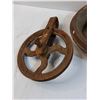 Image 2 : (2) Pulleys - Assorted Sizes, Metal Milk Jug Lid - Some Wear - PICK UP